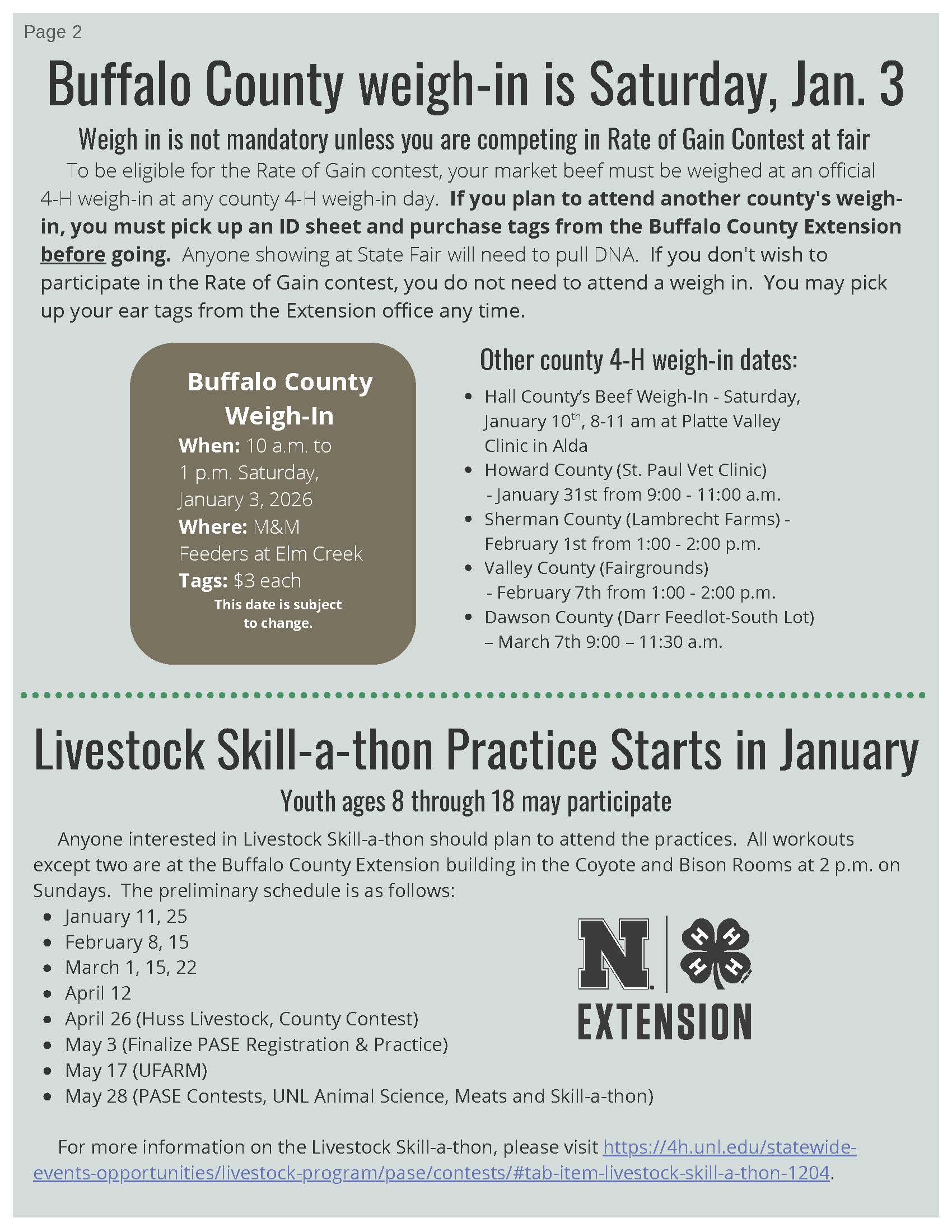Page 2 of January 2026 4-H Newsletter