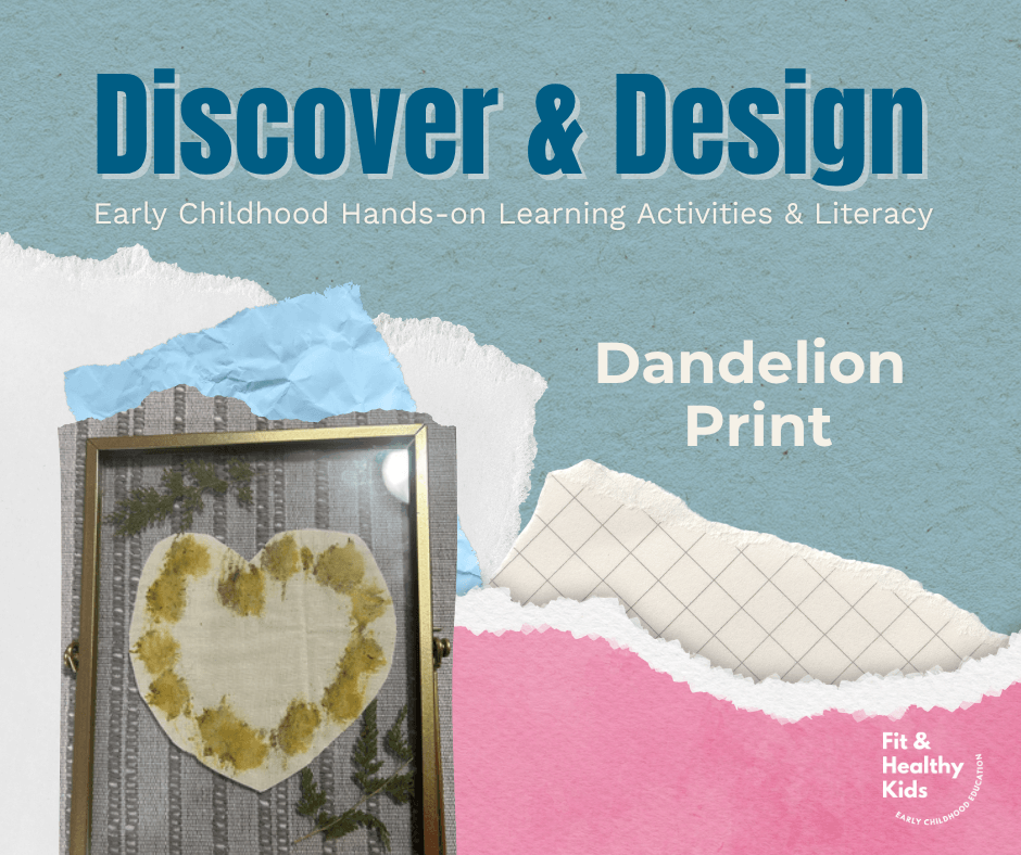 Dandelion heart print framed on layered pastel textured background.