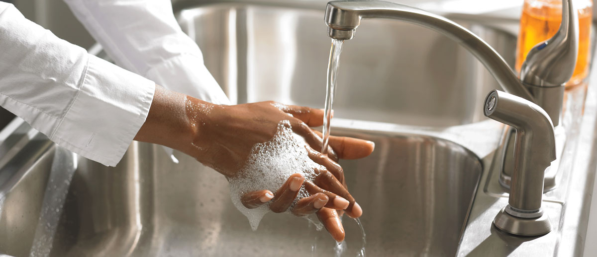 Person washing hands