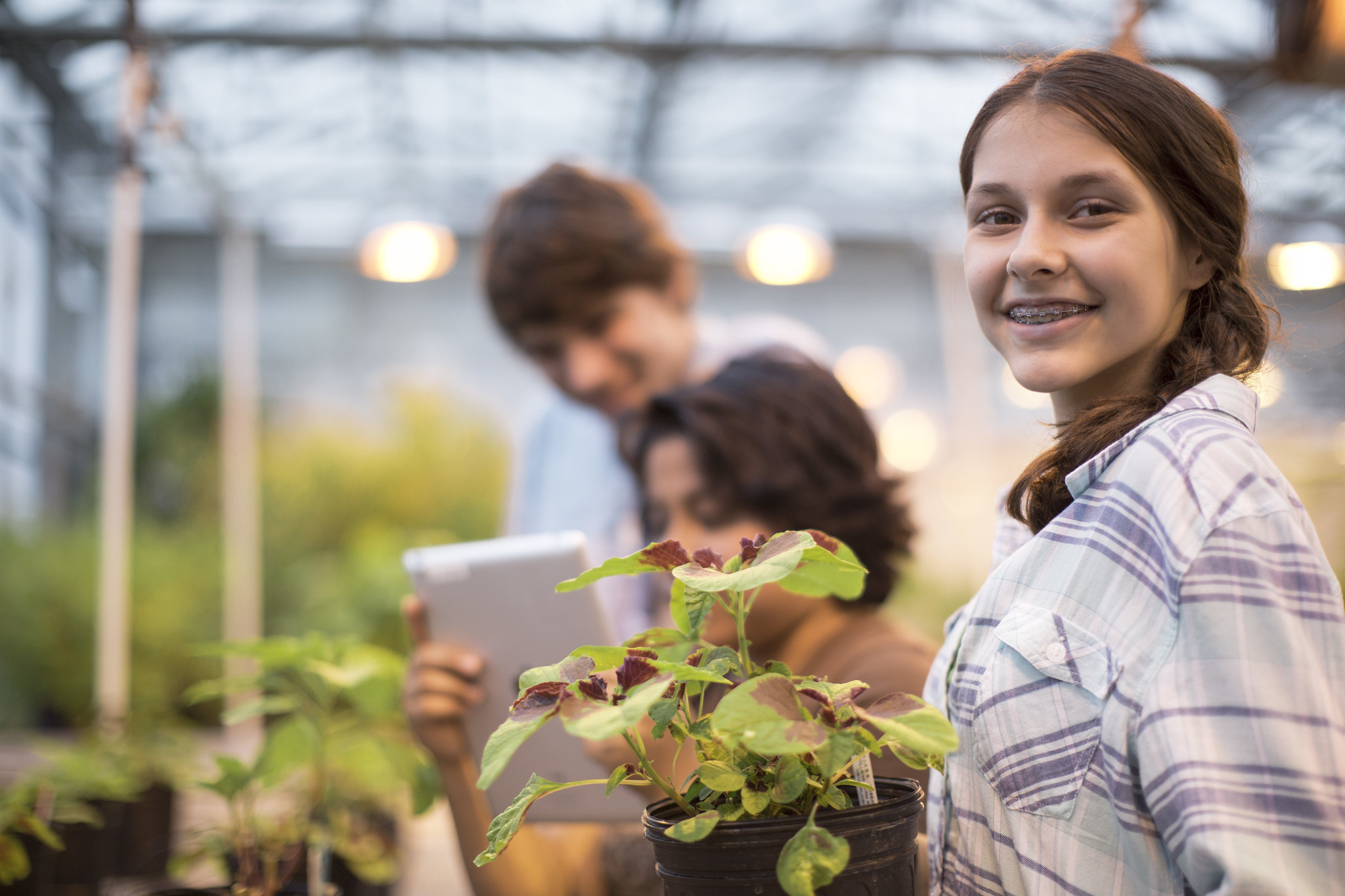 Kids with plants