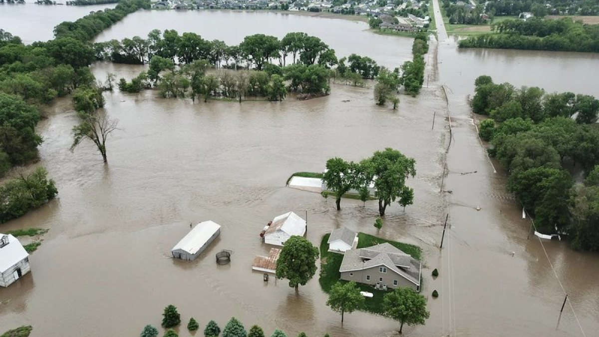 flooded town