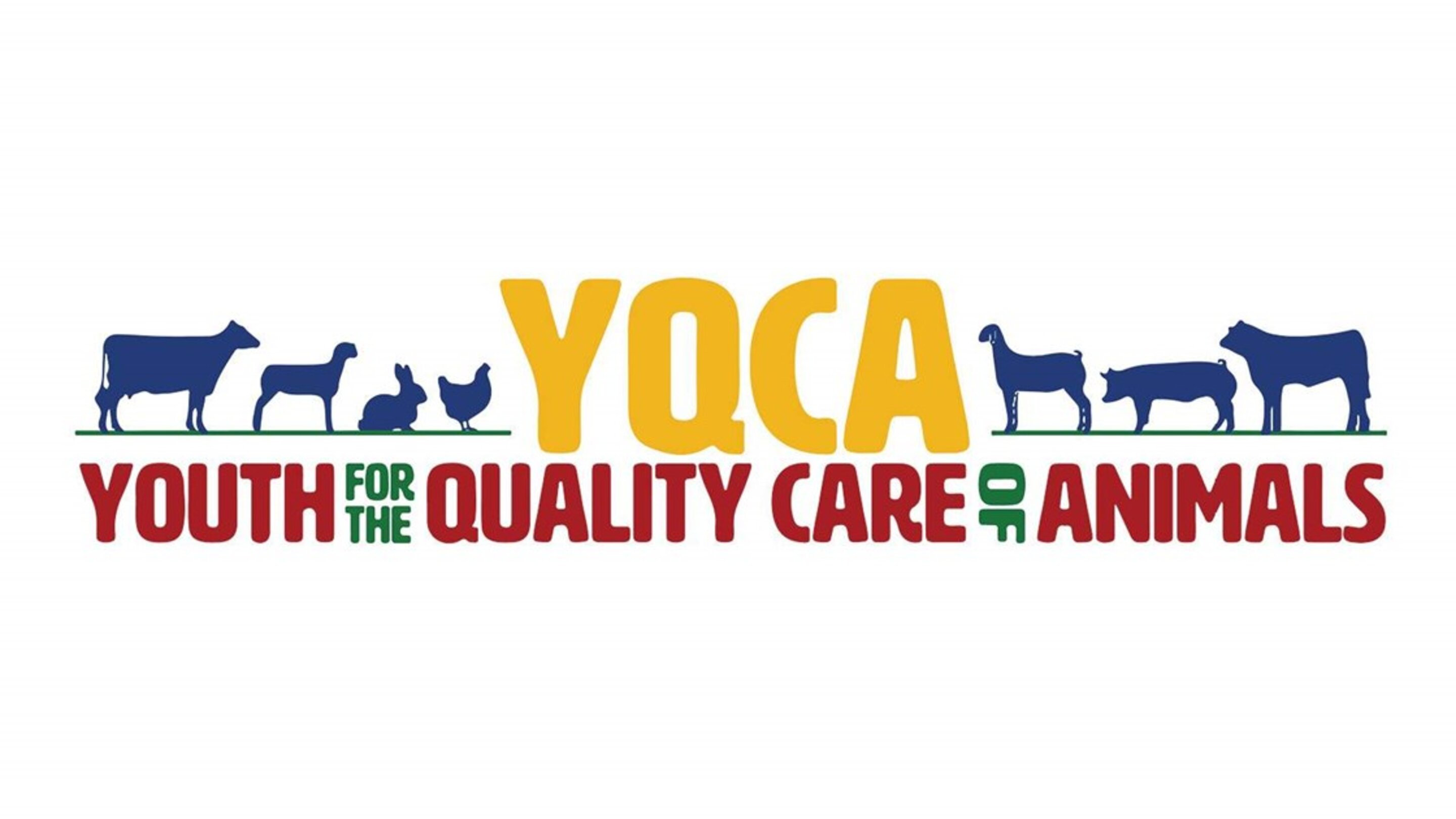 YQCA logo with silhouettes of farm animals above colorful text.