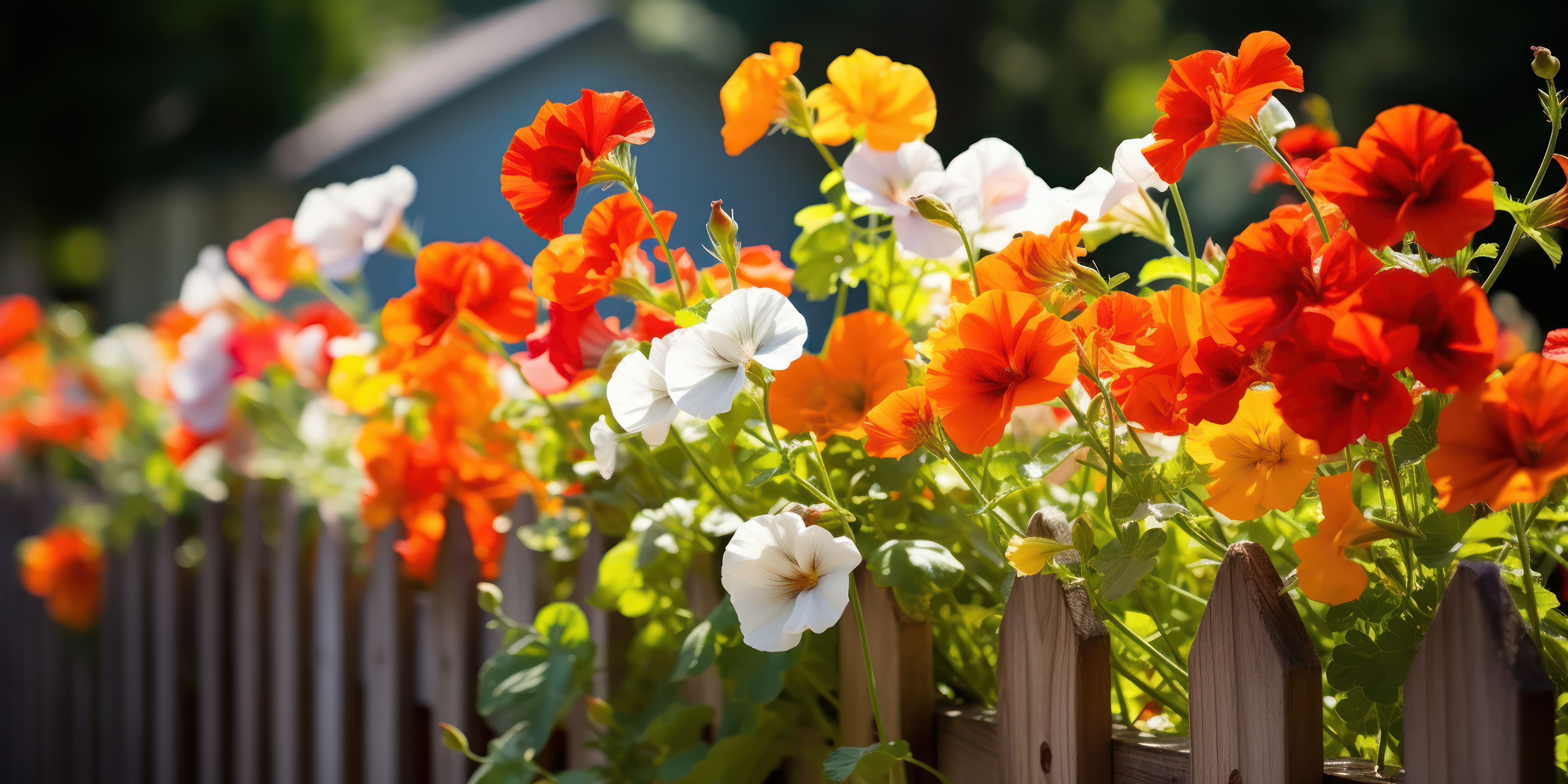 Flowers on fence