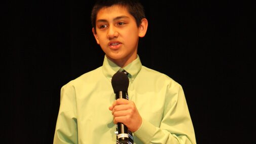 Boy giving a speech