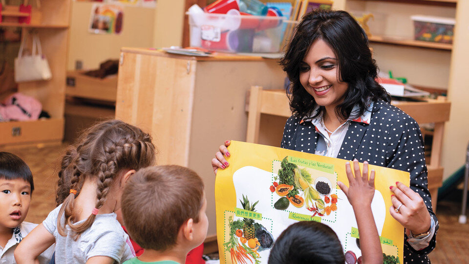 Dipti Dev sharing healthy foods with children