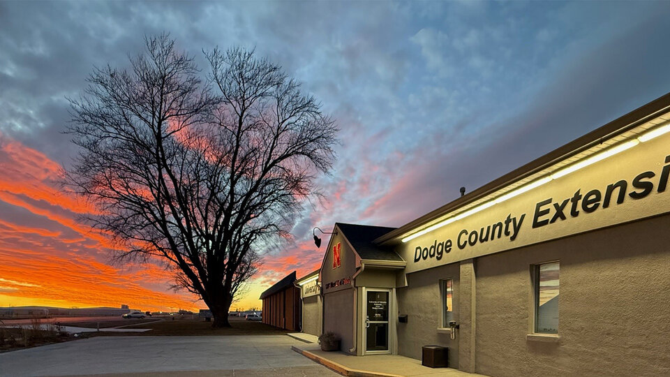 Dodge County Office Front with Sunset Image