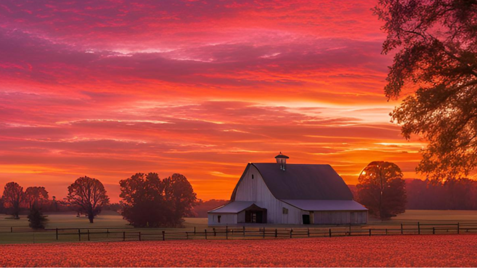 Sunset on the farm