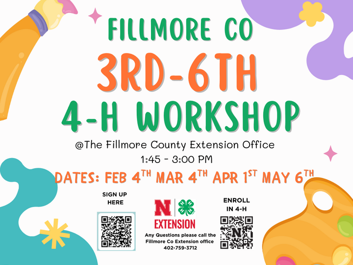 3rd - 6th 4-H Workshops Fillmore Co 