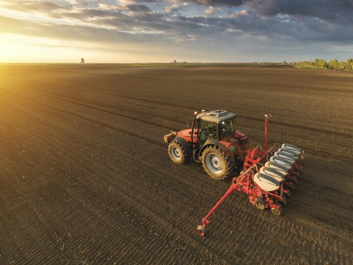 Tractor working the field