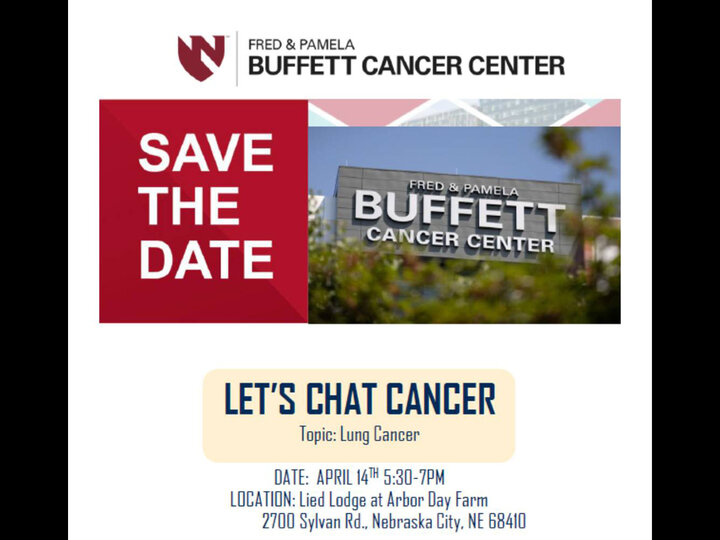 Let's Chat Cancer Flyer for Cancer event on April 14th, 2026 at Lied Lodge in Nebraska City