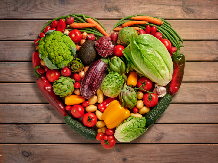 heart shaped plate full of veggies