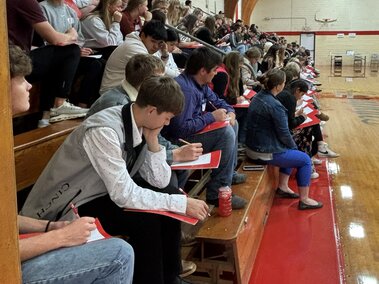 Students gather to listen to local business leaders during Connecting the Dots.