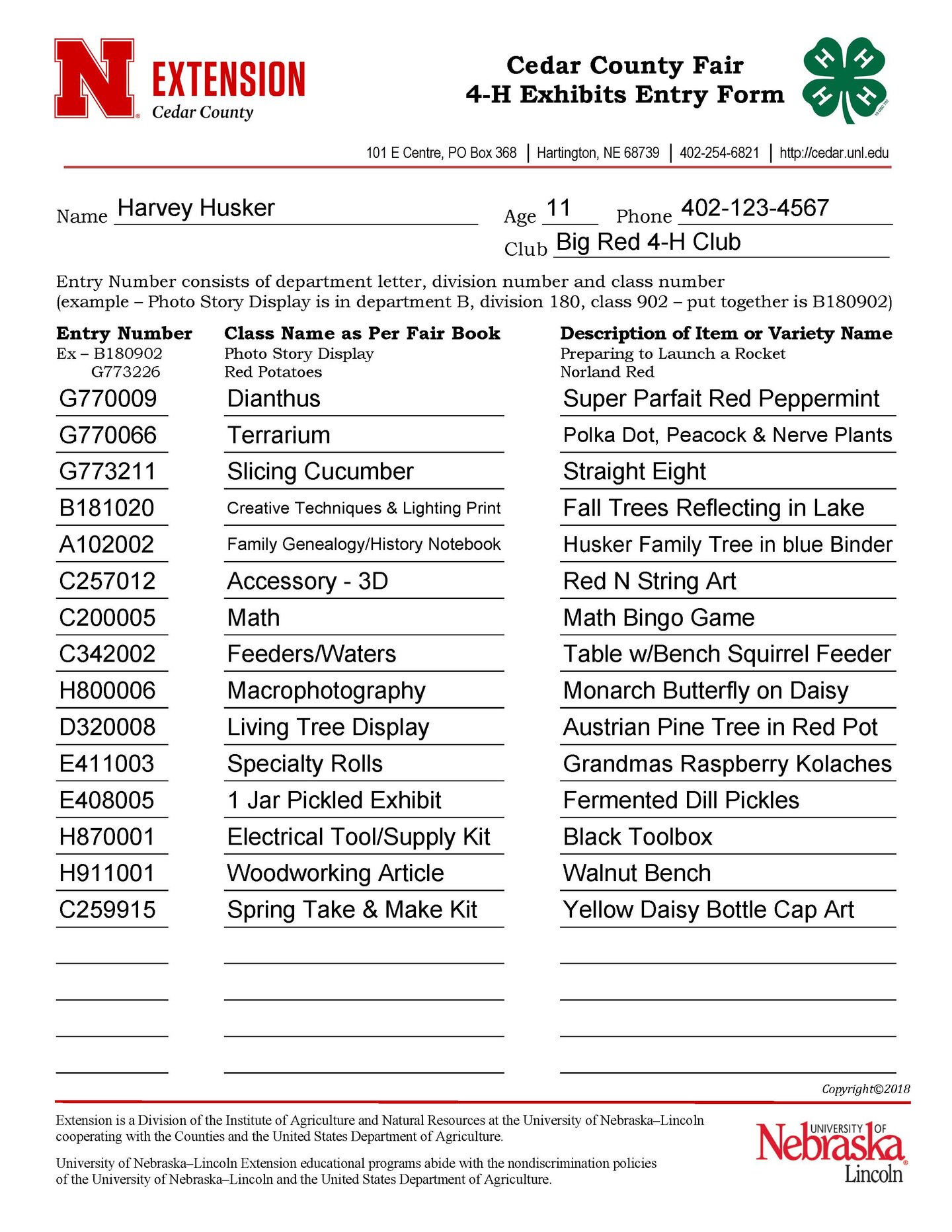 4-H Static Exhibits | Nebraska Extension in Cedar County | Nebraska ...