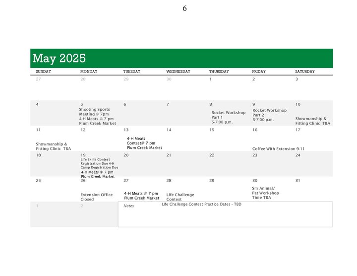 2025 Dawson County Policy Calendar - May