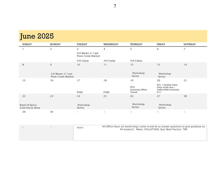 2025 Dawson June Calendar