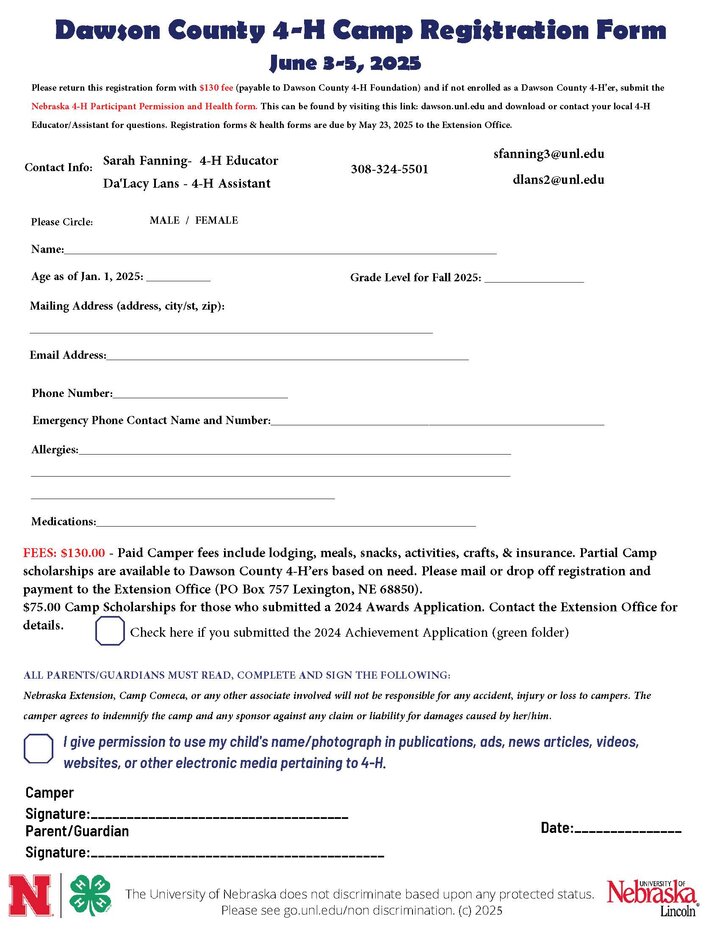 2025 Dawson County 4-H Camp