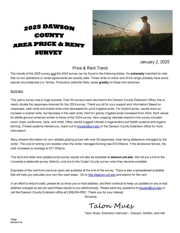 2025 Dawson County Price & Rent Survey