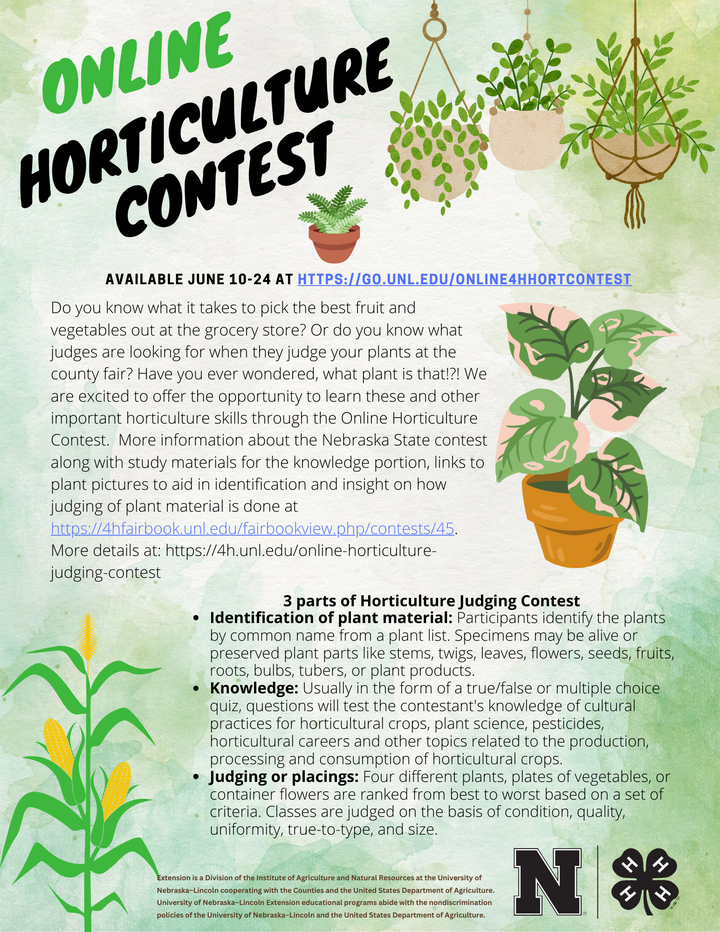 Flyer promoting the online horticulture contest