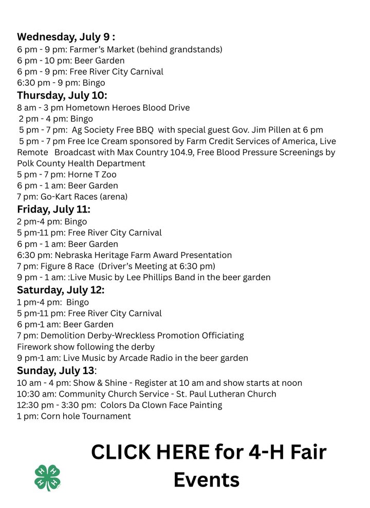 Polk County Ag Soc. Schedule