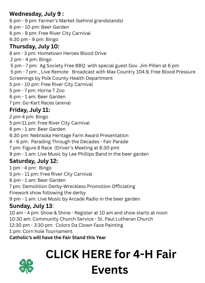 Ag Society Fair Schedule