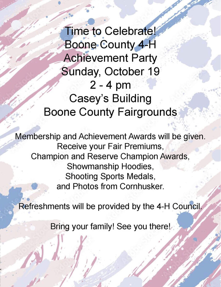 Boone County 4-H Achievement flyer