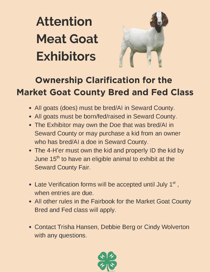 Attention Meat Goat Exhibitors