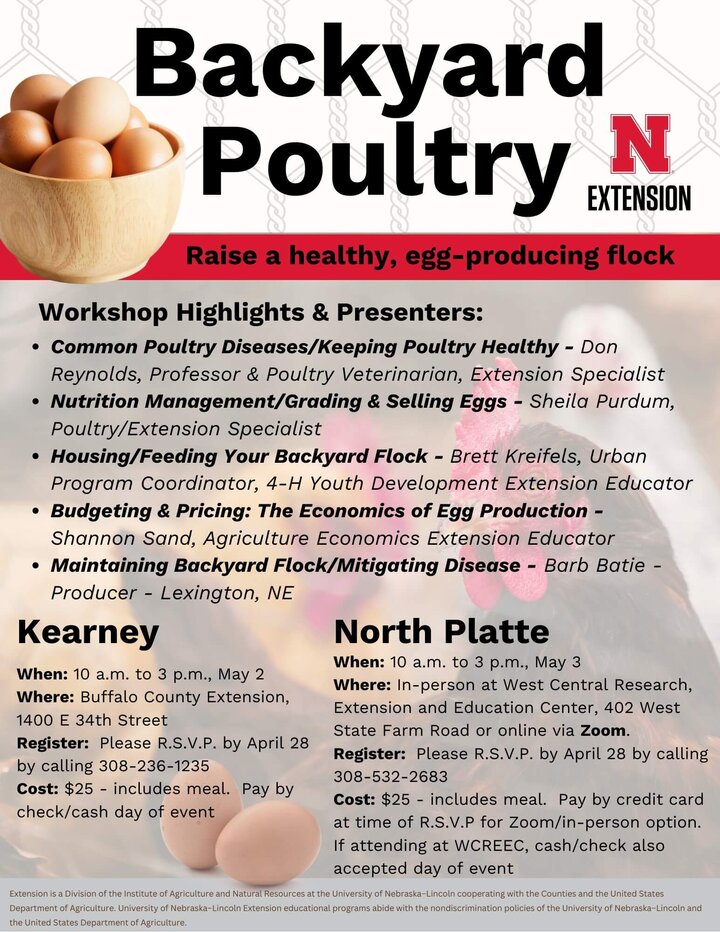 Flyer for Backyard poultry workshops