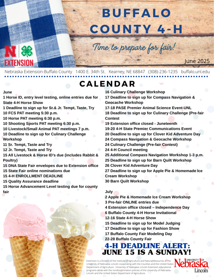 Buffalo County 4-H June Newsletter cover