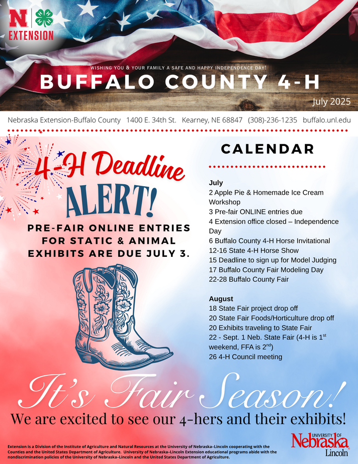 Cover of Buffalo County July 4-H Newsletter