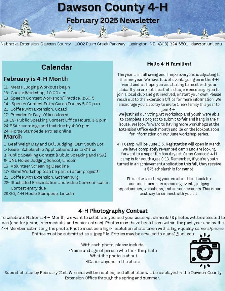 Dawson County 4-H Newsletter February