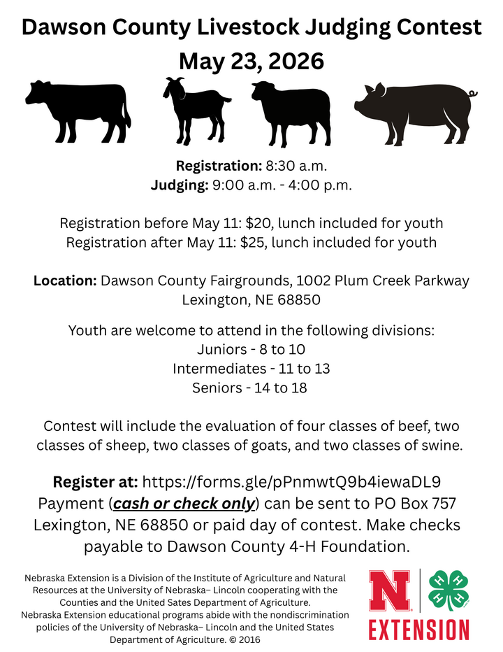 Dawson County Livestock Judging Contest flyer
