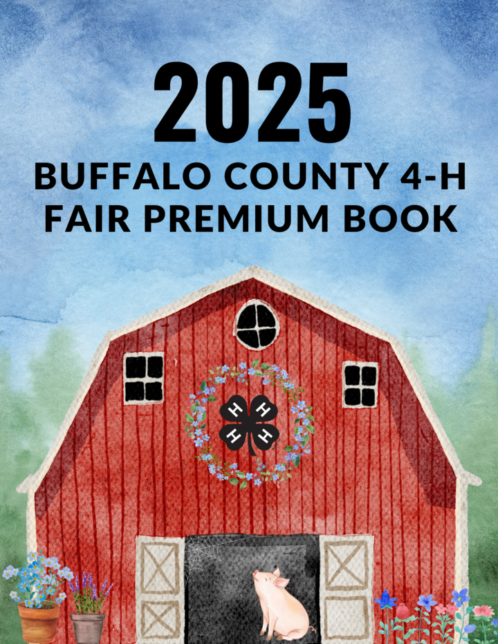 Buffalo County Fair Premium Book Cover with barn and pig