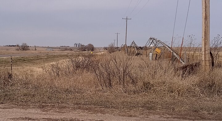 Grain bins in the distance
