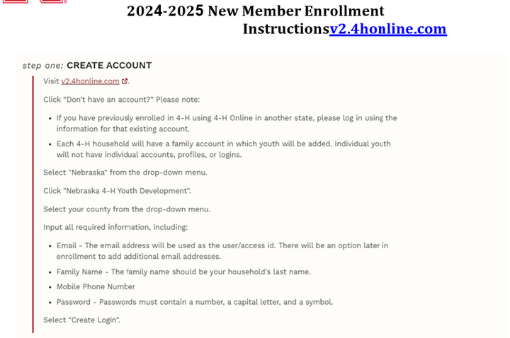 4-H New Member Enrollment. Create an account.