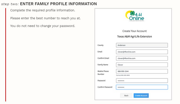 Returning 4-H Volunteer - New Volunteers, please enter family profile information. 