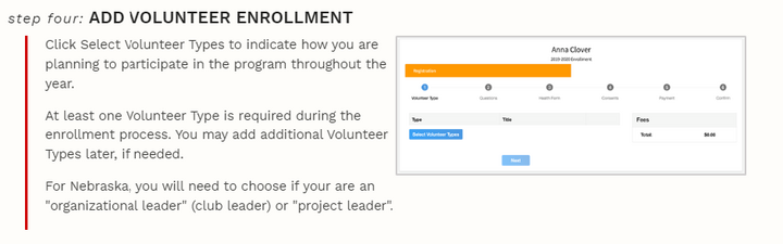 Returning 4-H Volunteer - Click on Enroll Now next to your name to begin. 
