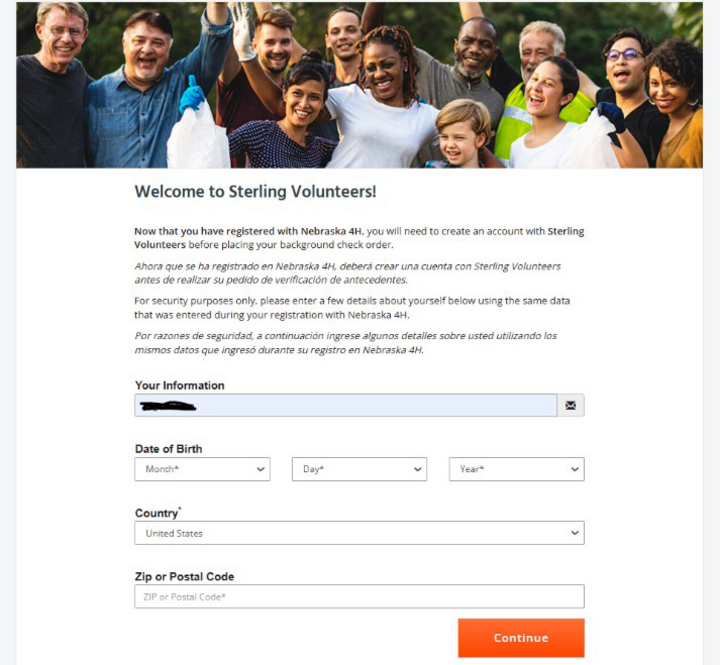 Returning 4-H Volunteer - Volunteers are routed to the Sterling Volunteer website.