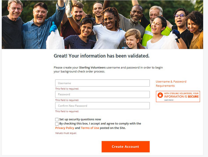 Returning 4-H Volunteer - Create a username and password. 