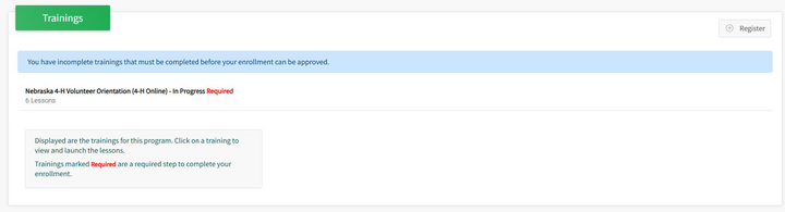 Returning 4-H Volunteer - Select the Orientation Training. 