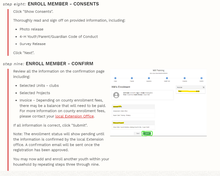 New 4-H Member Enrollment - Consenting and Confirming your member in 4-H. 