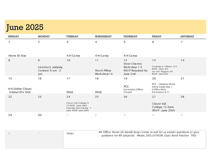 Dawson - Updatd June Calendar
