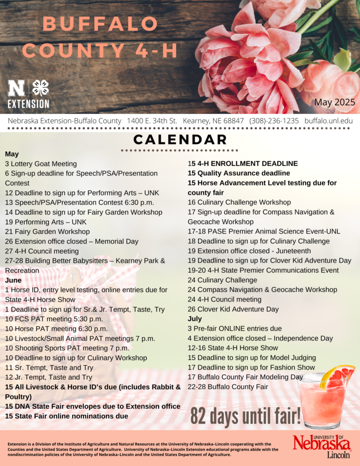 Buffalo County 4-H May Newlsetter Cover