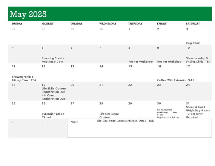 UPDATED - Dawson May Calendar