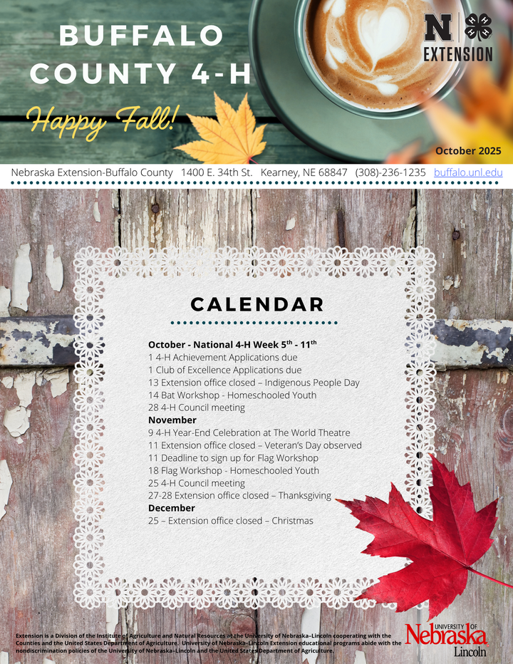 Cover of Buffalo County 4-H October Newsletter