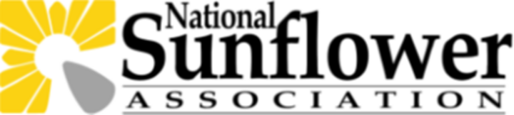 Picture of a sunflower pointing to a rising sun, next to wording of National Sunflower Association