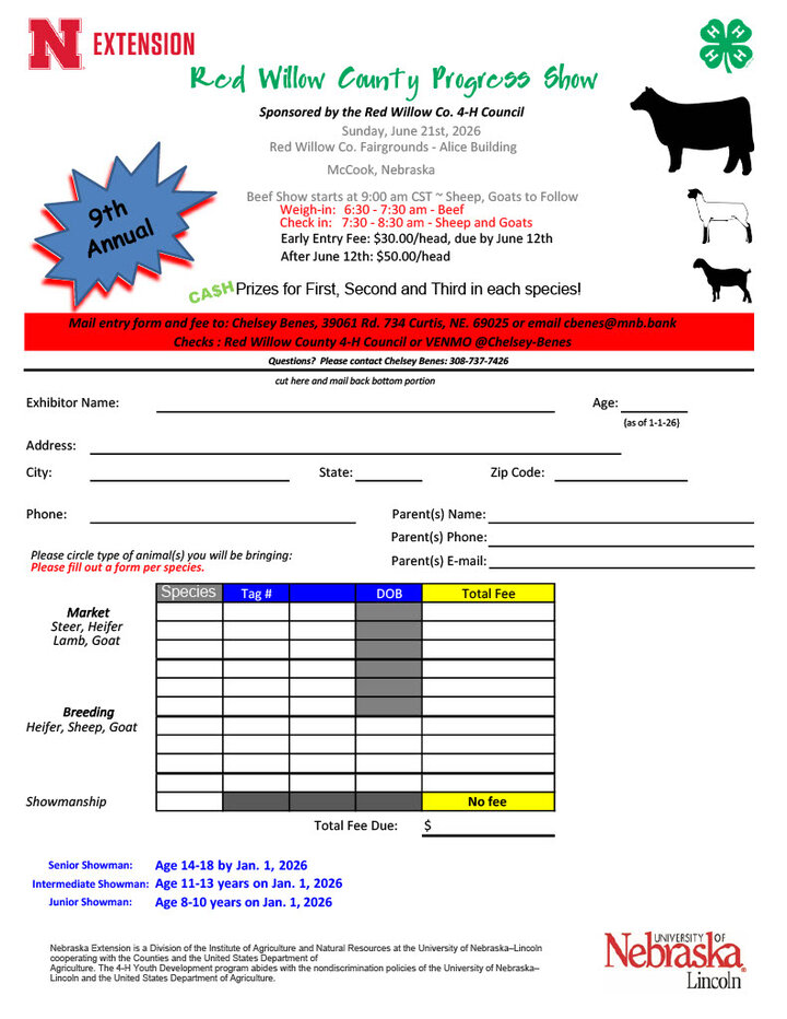 Red Willow County Progress Show form