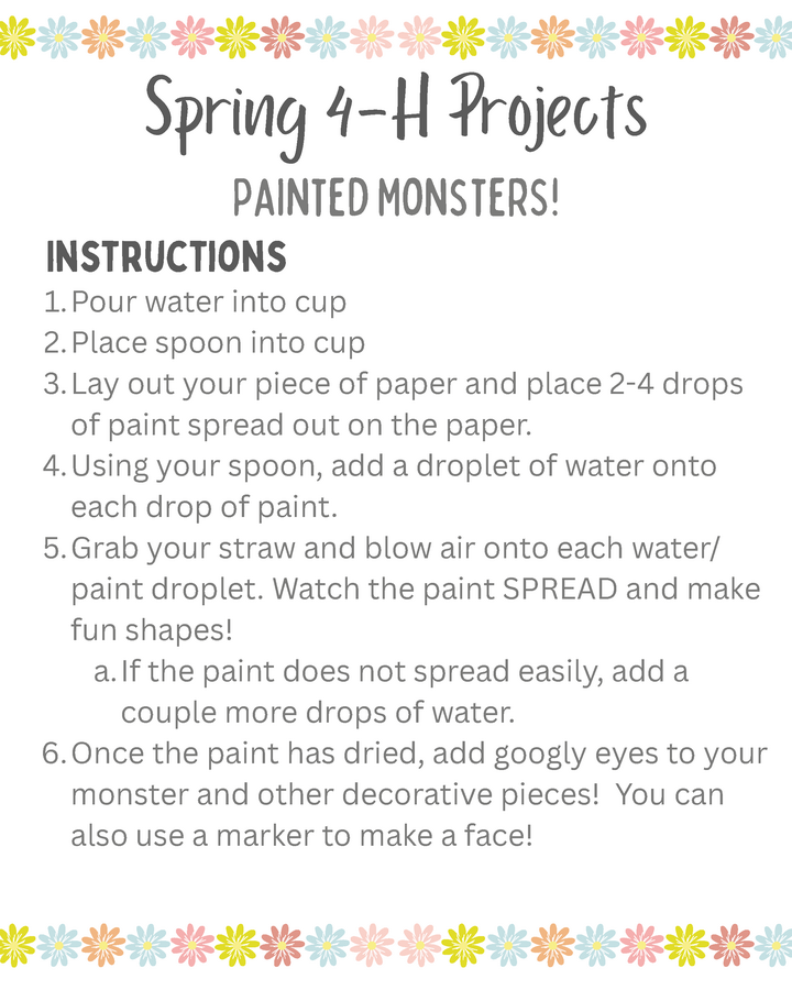 Painted Monsters directions last page