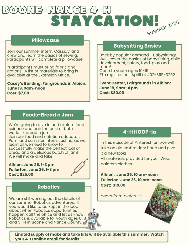 Flyer for more summer workshops