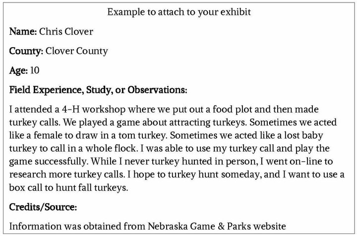 4-H Conservation & Wildlife Proper Credit Example