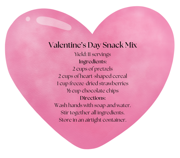 heart shape with snack mix recipe